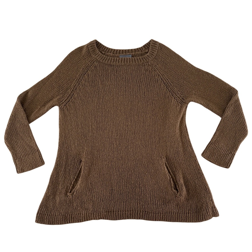 Wooden Ships Paola Buendia Tunic Sweater Dress Brown Knit Pocket Women S/M
